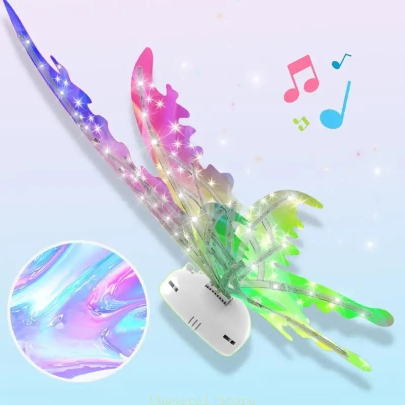 E7CE Electric ButterflyWing for Girl LED Flying Princess Fairy Wing Dress Up Costume Children School Dance Play Props