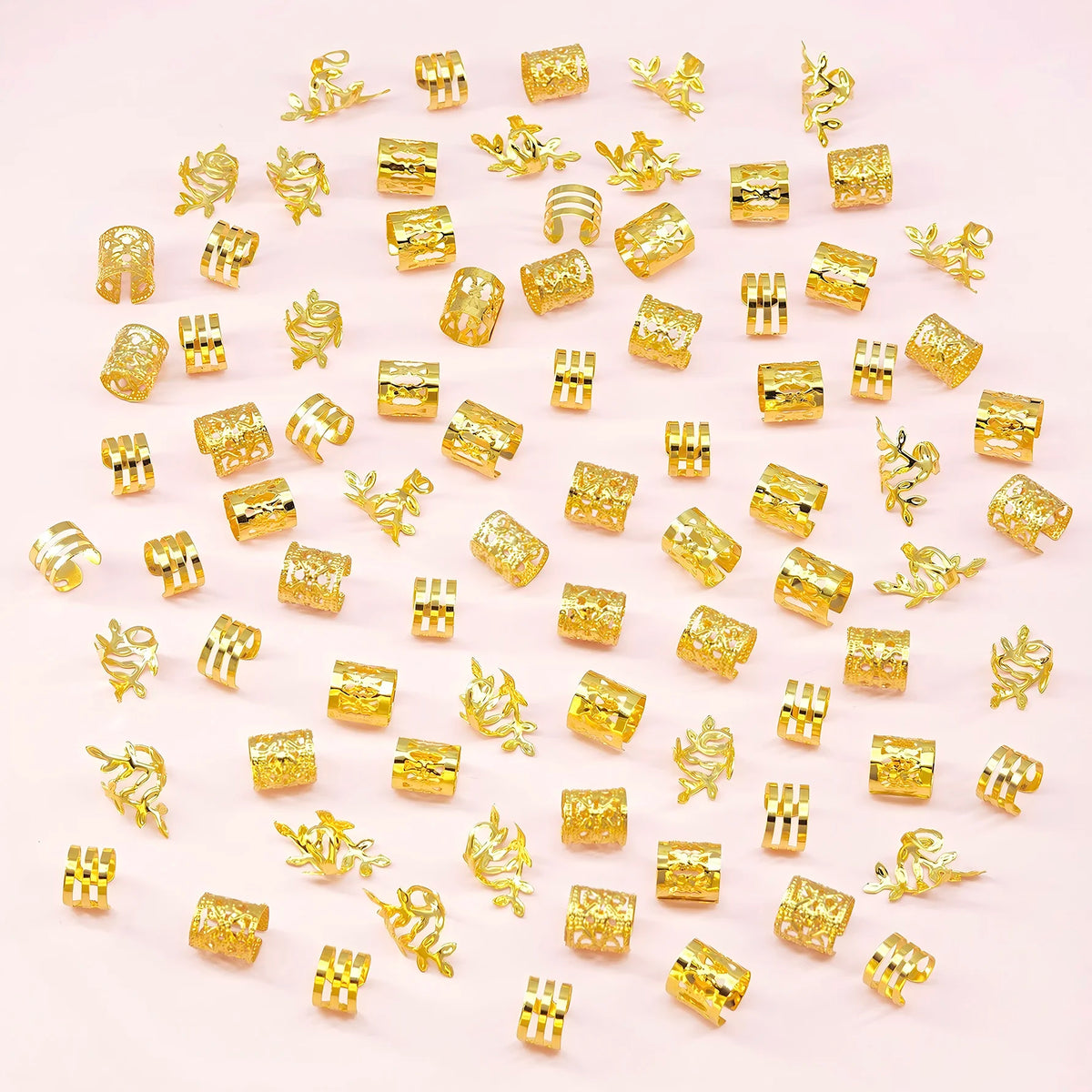 80Pcs Hair Cuffs Adjustable Hair Charms Metal Hair Jewelry Rings summer Hair Dreadlock Braid Accessories for Women and Girls
