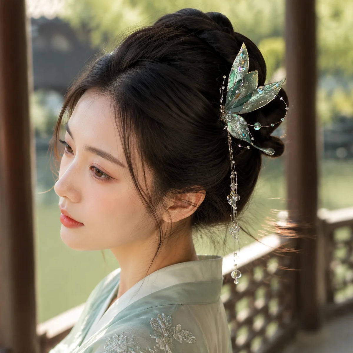 Women Butterfly Tassel Hairpin Alloy Hair Stick New Chinese Style Wedding Colorful Aurora Elegant Hanfu Jewelry Hair Accessory