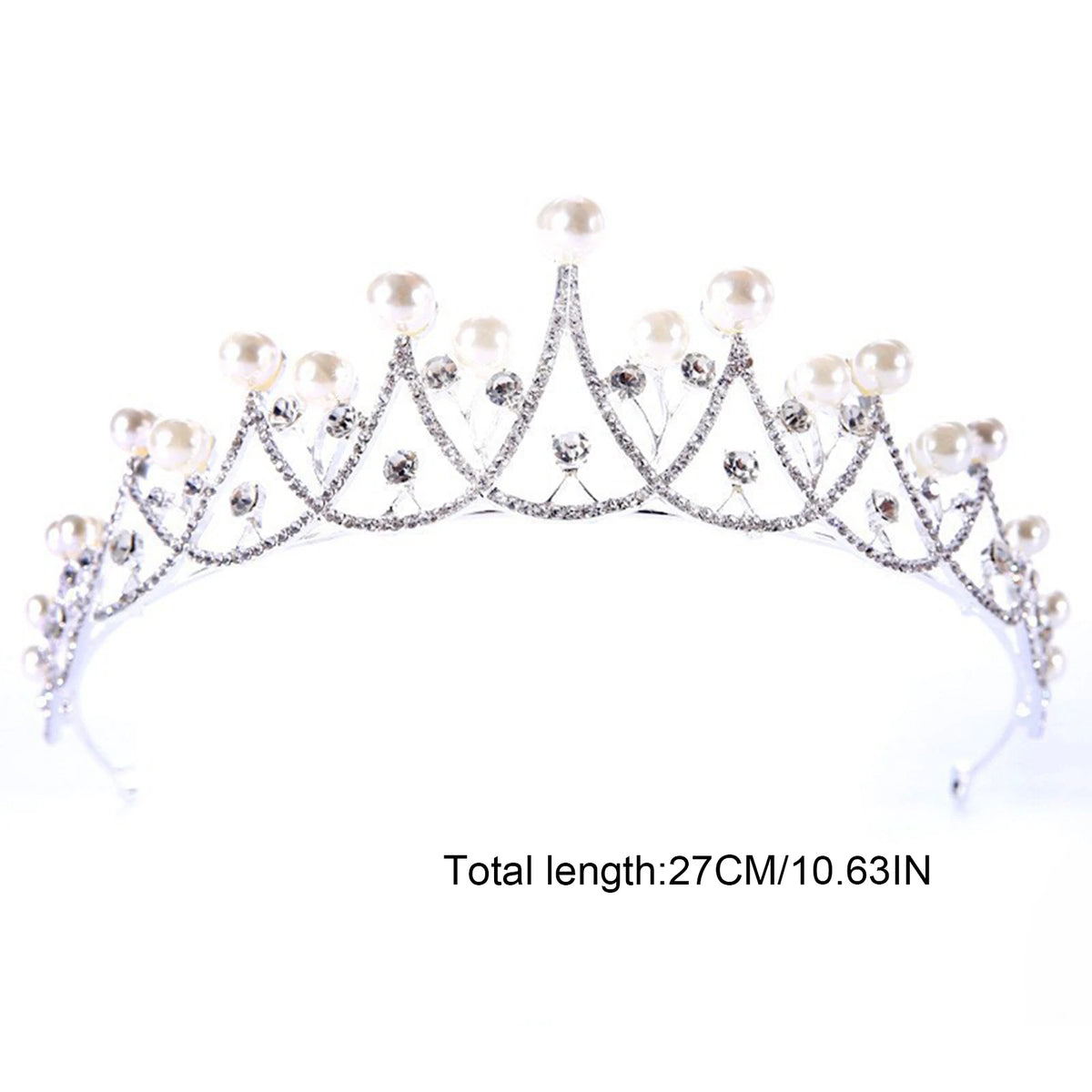 1pc Bridal Tiara Pearl Rhinestone Wedding Crown Elegant Korean Style Headpiece for Bride Party Ceremony Jewelry Gift