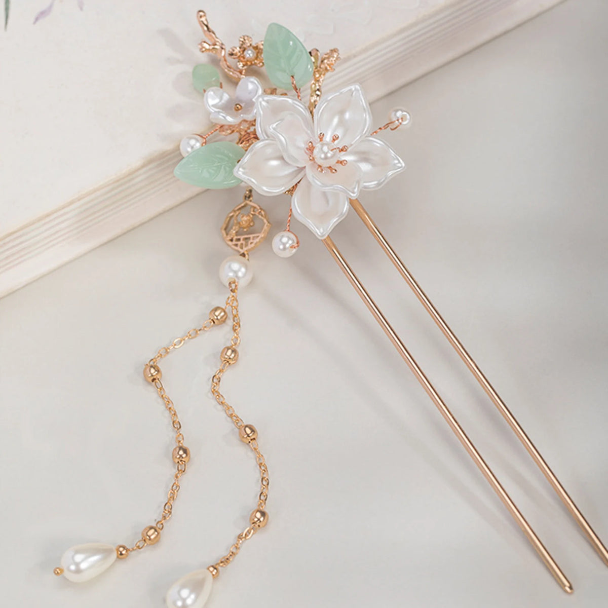 U Shaped Hair Sticks Forks White Pink Flower Designs Pearls Hair Clips New Chinese Style Hair Jewelry for Women and Girls
