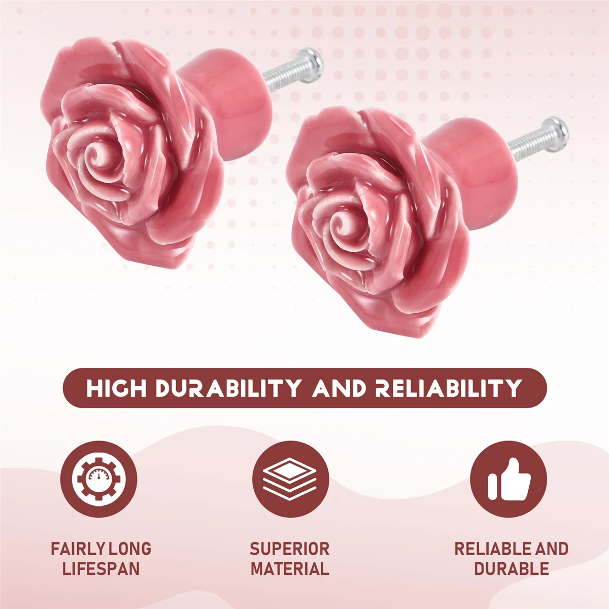 10 Pcs Ceramic Vintage Floral Rose Flower Door Knobs Handle Drawer
