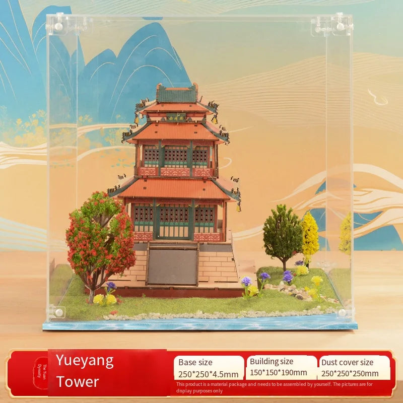 3D Wooden Chinese Yueyang Pavilion Model Kit Tang to Modern Dynasty Style DIY Architectural Display for Miniature Diorama Craft