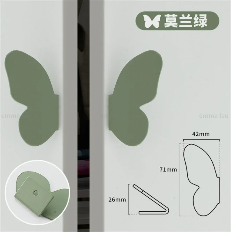 1Pair Iron Furniture Cabinet Door Handle Drawer Knob Pink Butterfly Decor Handles Cupbaord Wardrobe Closet Pulls Diy Room
