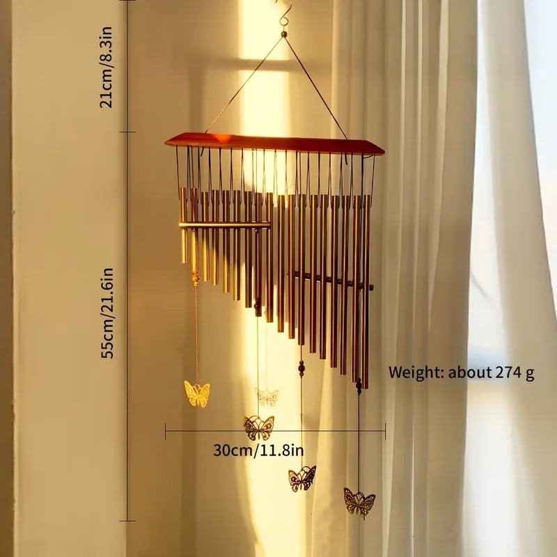 Environmentally friendly butterfly wood aluminum wind chimes retro metal tube wind chimes hanging outdoor garden home