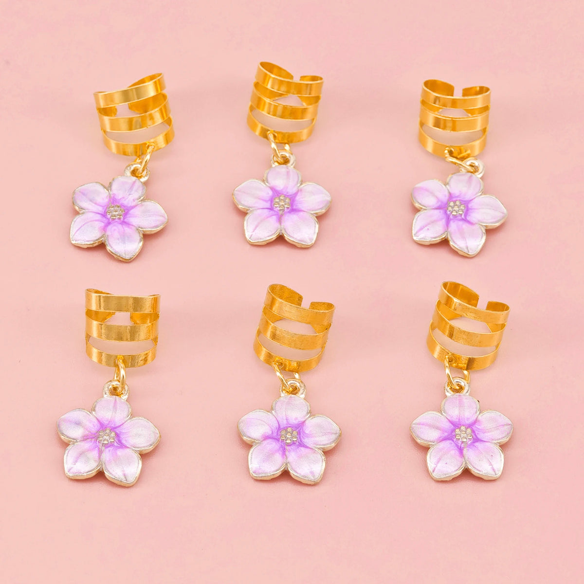 6pcs Flower Decor Hair Clip, Dreadlocks Beads Hair Braid Rings Clips Dread  Decoration/Accessories Jewelry Music festival