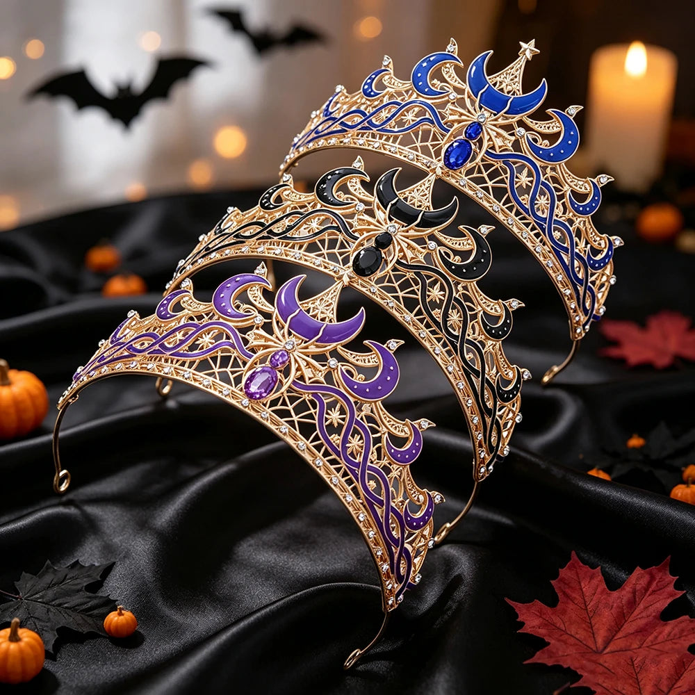 Punk Style Creative Moon Spider Crown