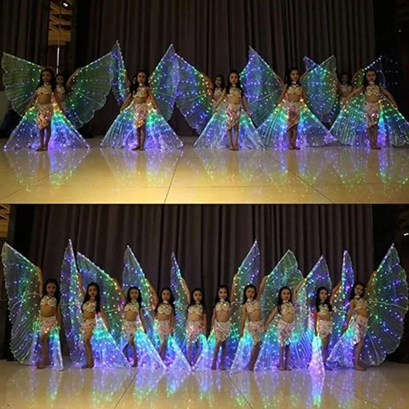 LED Isis Wing Light Up Fairy Wings For Kids Children Belly Dance Costumes Gifts Luminous Butterfly Wings Stage Performance Props