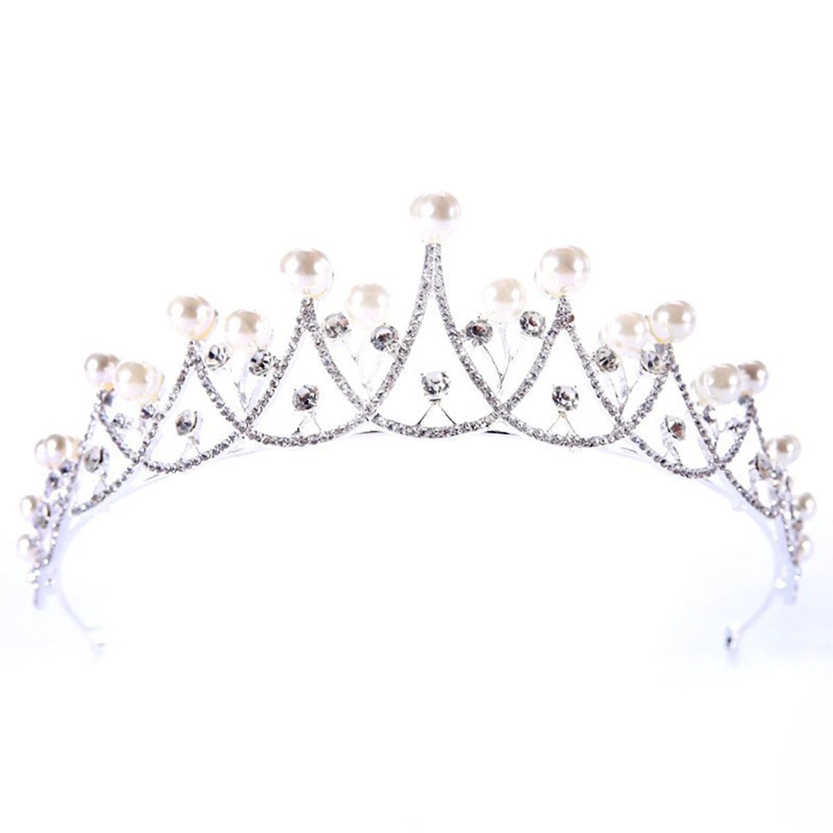 1pc Bridal Tiara Pearl Rhinestone Wedding Crown Elegant Korean Style Headpiece for Bride Party Ceremony Jewelry Gift