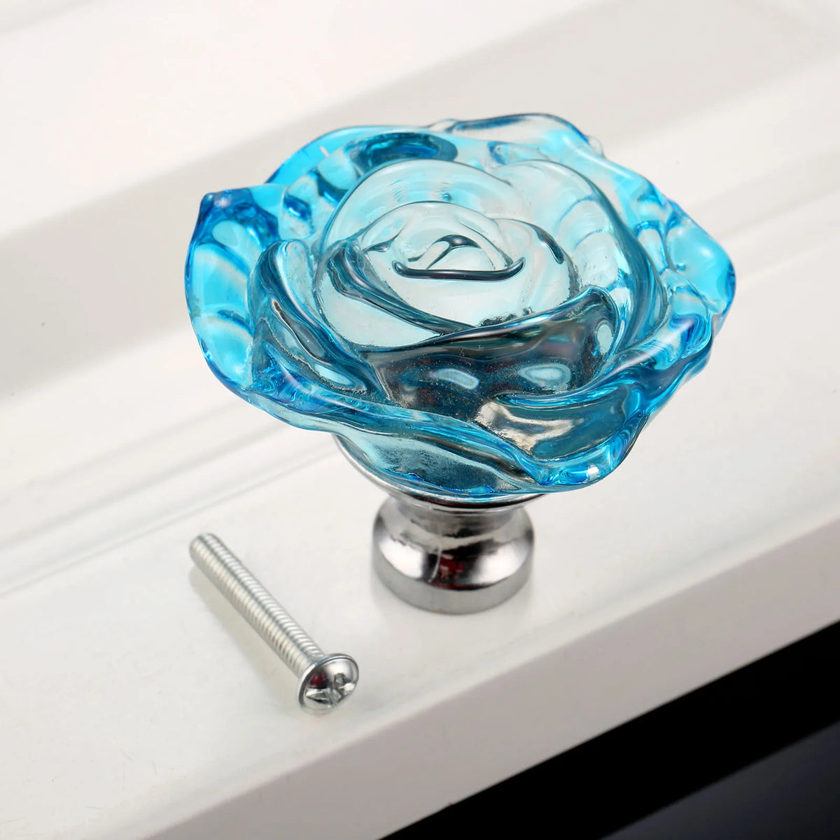 50mm Colorful Crystal Rose Glass Knob Single Hole Wardrobe Dresser Drawer Kitchen Wine Cabinet Pulls Furniture Accessories