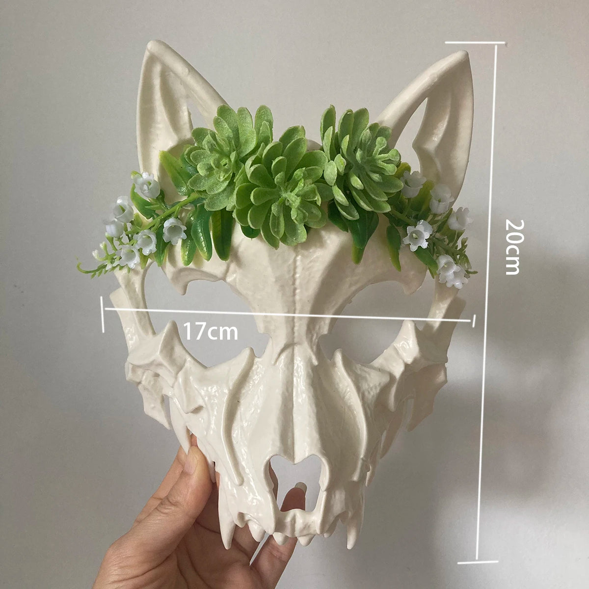 forest half mask wolf skull mask with moss and pinecones black full-face beast skull Halloween mask druid witch prop