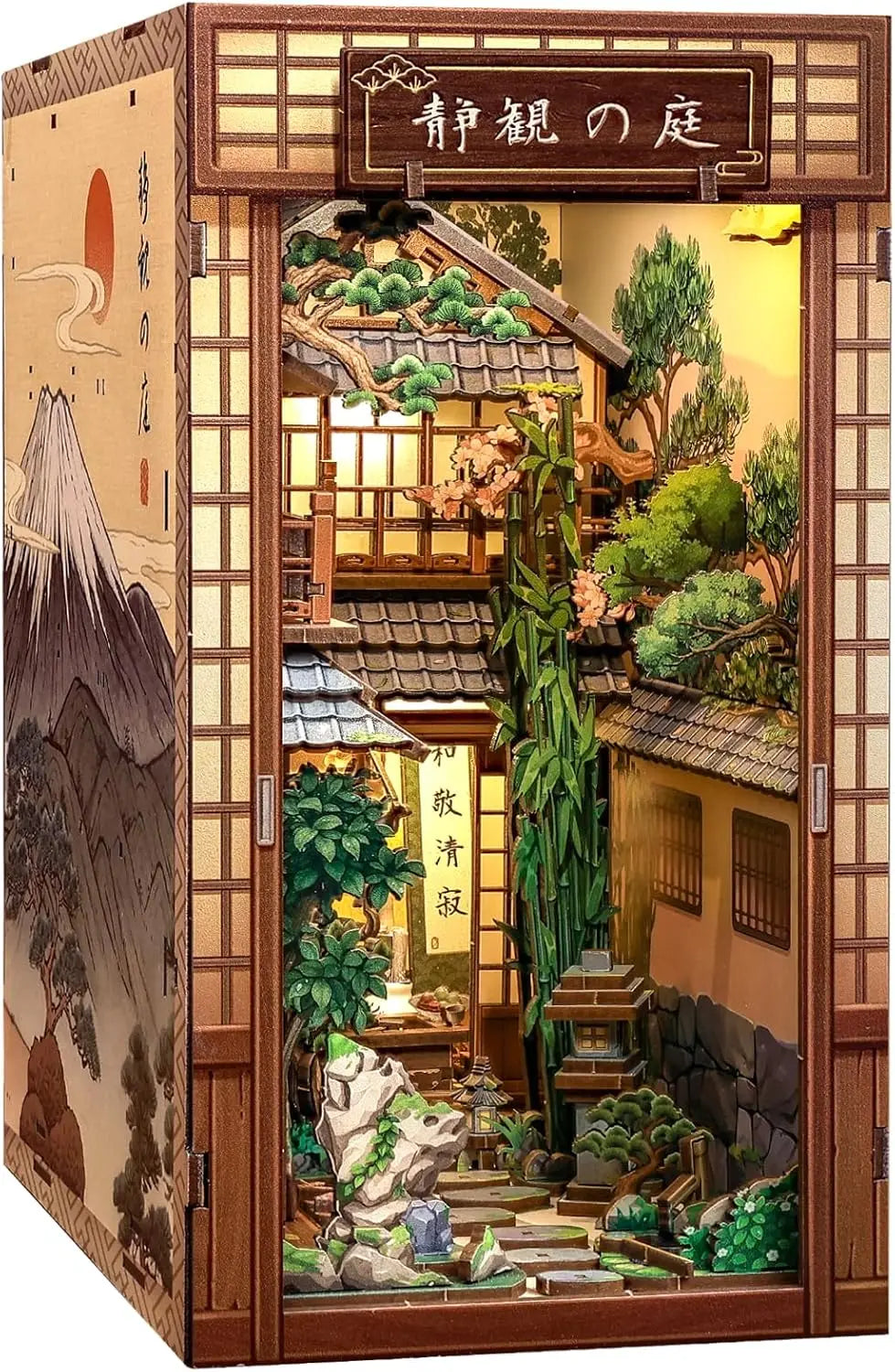 Book Nook Kit - DIY Miniature House 3D Puzzle Craft for Adults | Japanese Zen Garden Booknook, Bookshelf Insert Decor Gift, Rela