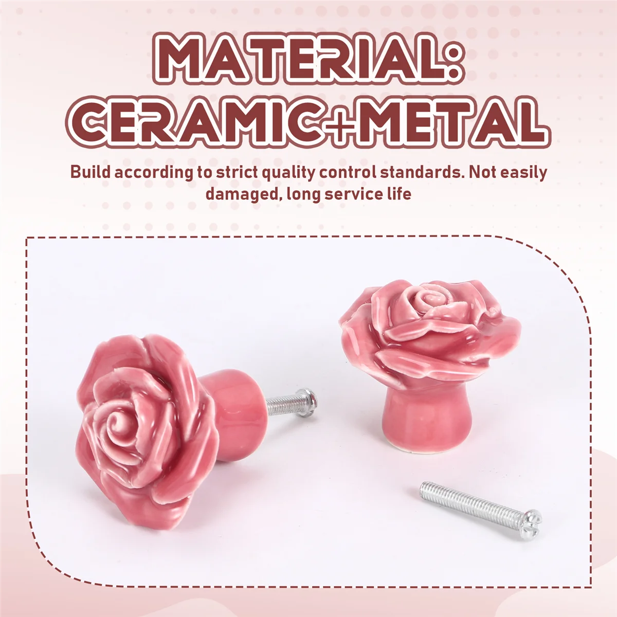 10 Pcs Ceramic Vintage Floral Rose Flower Door Knobs Handle Drawer