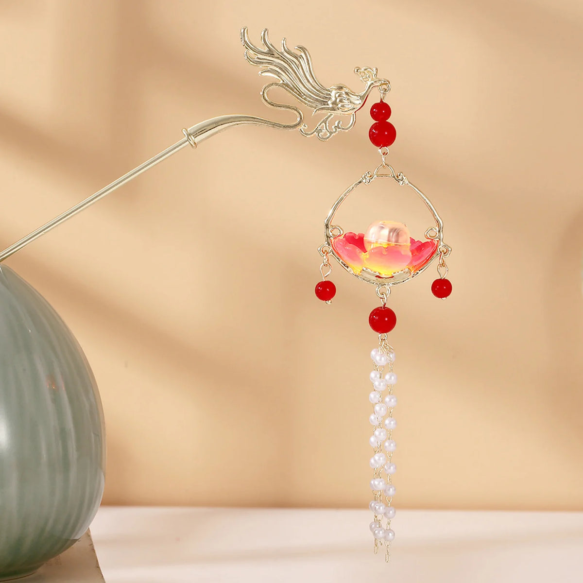Luminous Flower Hairpin Lotus Light Lantern Tassel Hair Stick