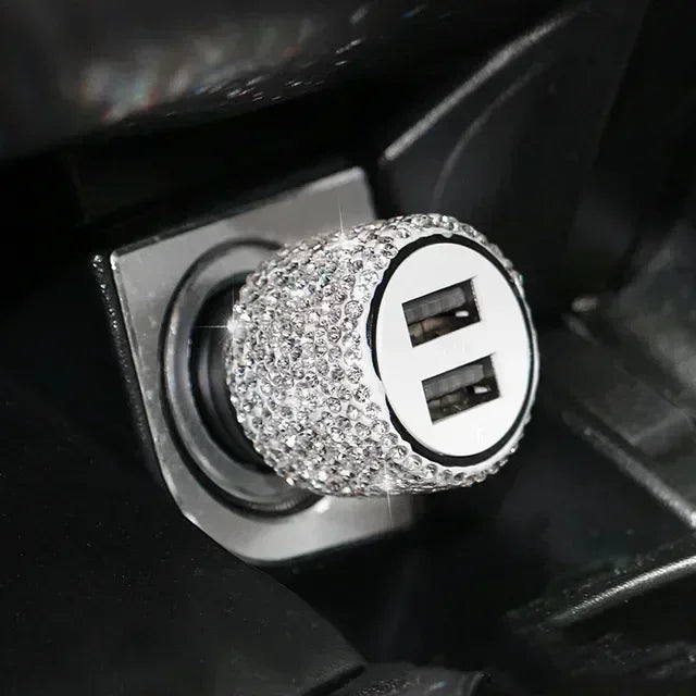 3in1 USB Car Charger 5V 2.1A Dual Port Fast Adapter Pink Car Decor Car Styling Diamond Interior Car Accessories Dropshipping