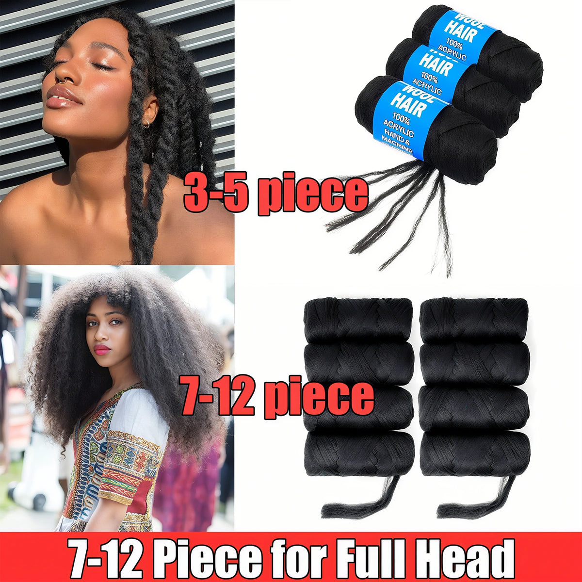 Brazilian Wool Hair for Jumbo Braids Acrylic Yarn African Crochet Hair Senegalese Twist Crochet Hair Soft Faux Hair Extensions