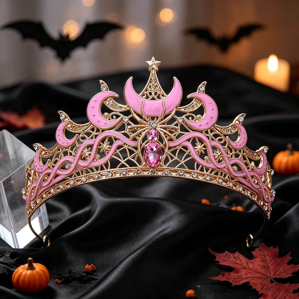 Punk Style Creative Moon Spider Crown