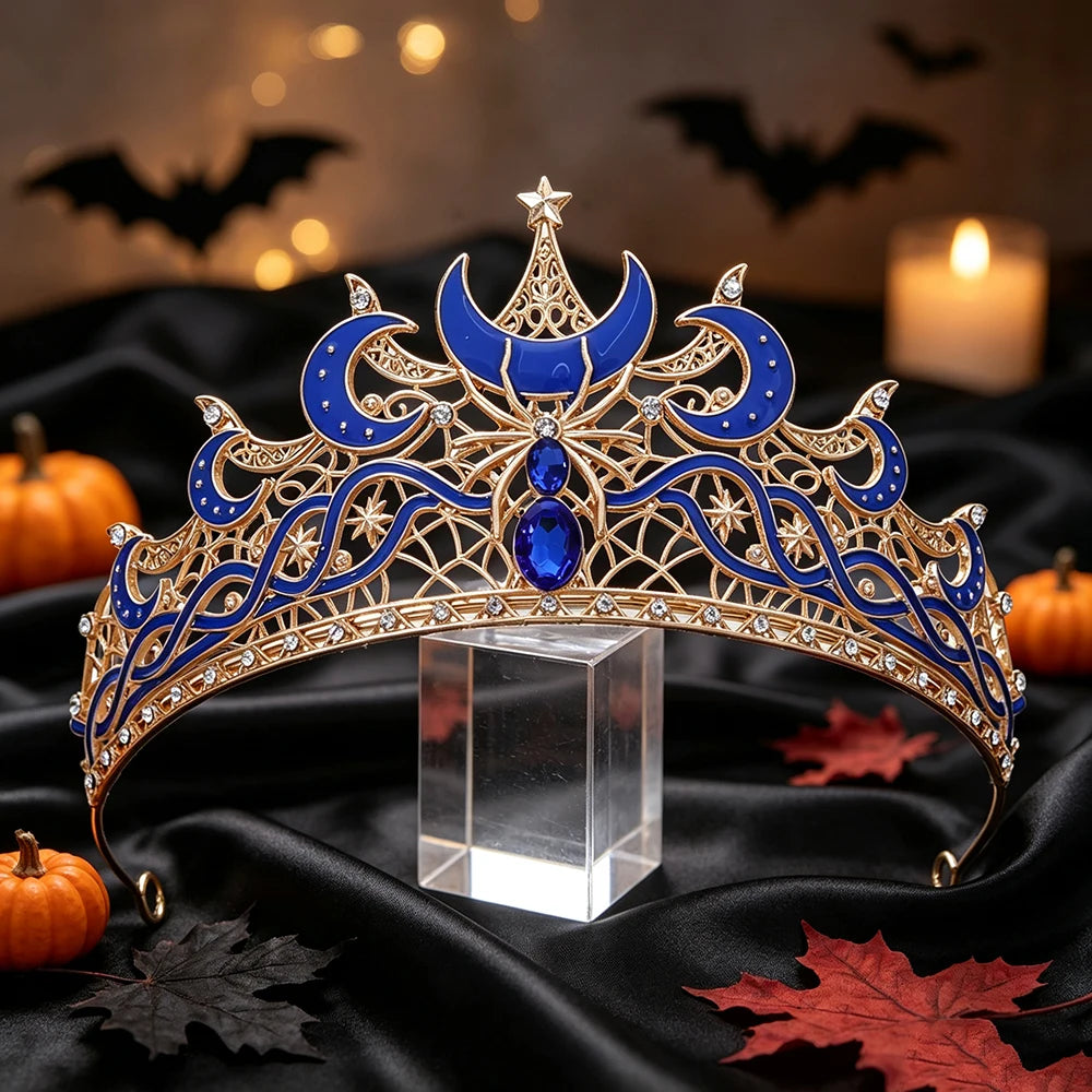 Punk Style Creative Moon Spider Crown