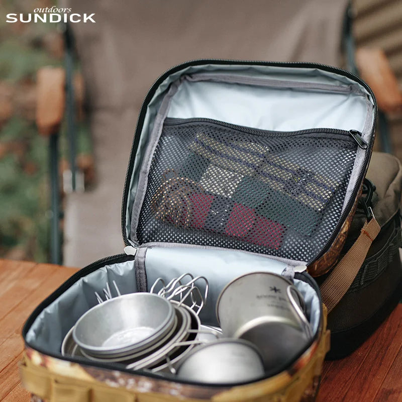 1 Black/Brown/Army Green/Camo Optional Camping Insulated Outdoor Camping Bowl Cup Storage Bag