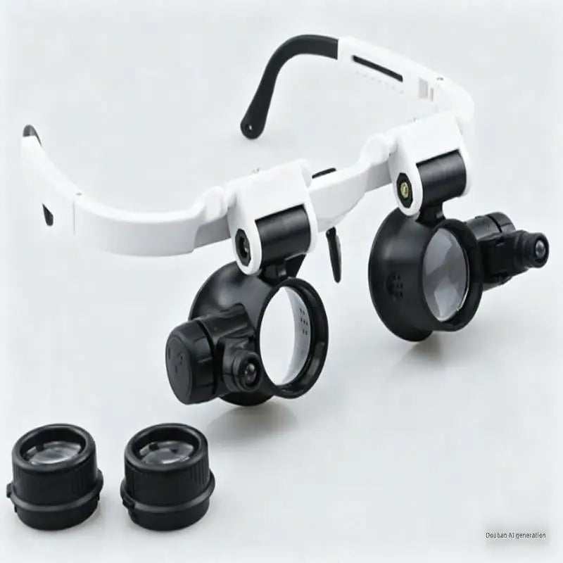 Magnifying Glass With LED Light Head-wearing Glasses Jewelry Loupe Welding Soldering Tools 8X 15X 23X