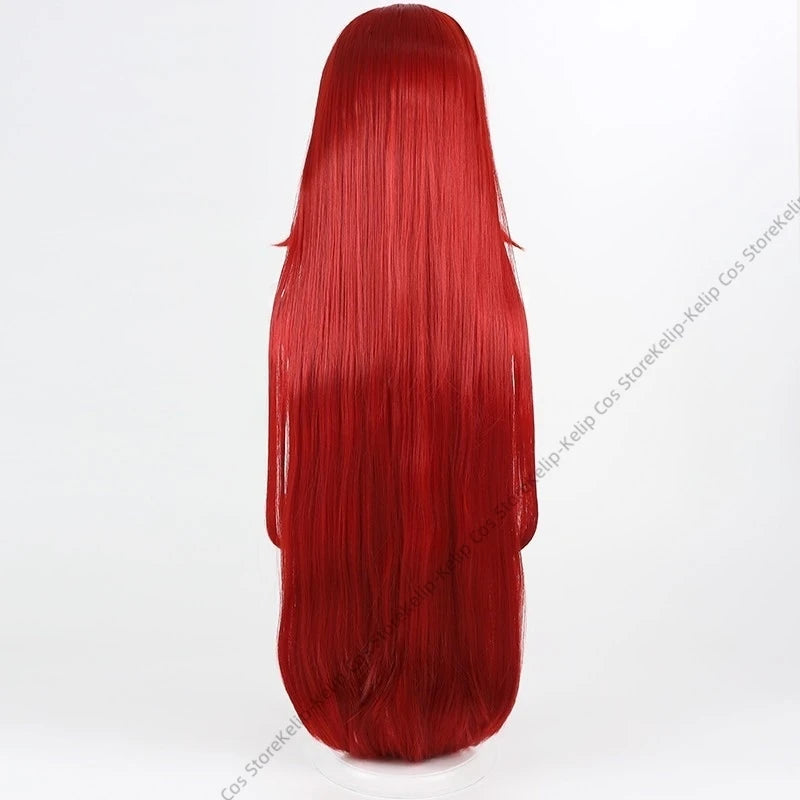 Library of Ruina Kali Cosplay Wig Long Straight Dark Red Hair Widow's Peak Hairline Halloween  Comic Con Costume Accessory