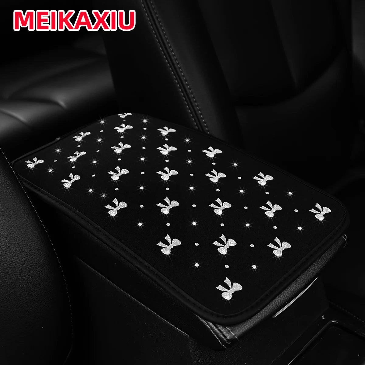 1 beautiful little bow glitter Blingbling Women's car armrest pad center control pad car interior supplies