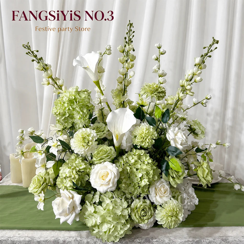 Luxury Pink White Artificial Flower Arrangement Calla Lily Hydrangea Rose Floral Centerpiece Wedding Table Party Backdrop Decor