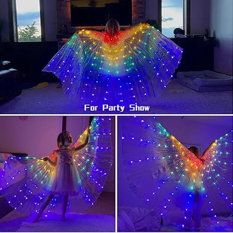 LED Isis Wing Light Up Fairy Wings For Kids Children Belly Dance Costumes Gifts Luminous Butterfly Wings Stage Performance Props