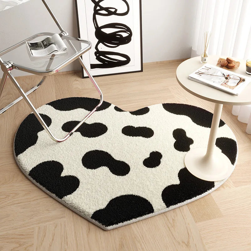 VIKAMA Cute Imitation Cashmere Love Carpet Non-Slip And Dirt Resistant Home Decoration Living Room Bedroom Bedside Foot Mat