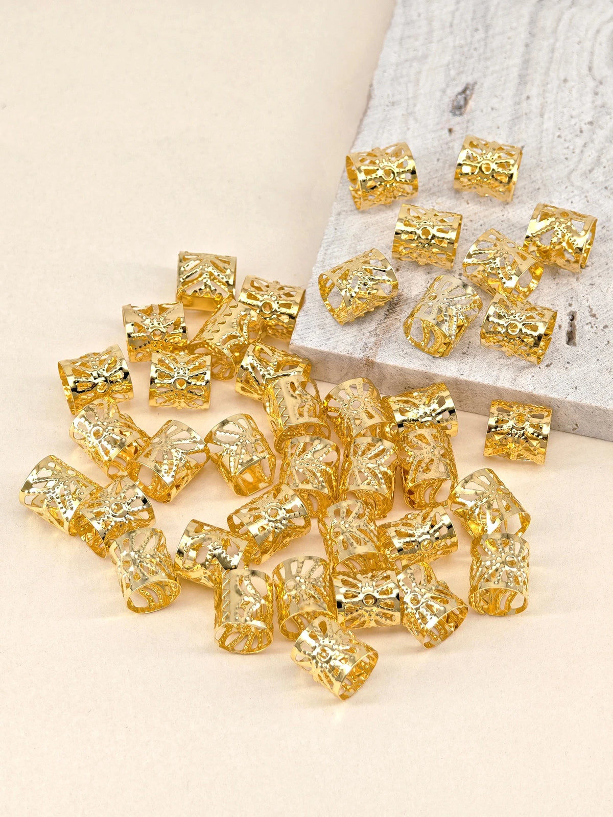 40pcs Gold Dreadlock Locs Accessories For Hair, Hair Jewelry For Braid Hair Rings For Women And Girls, Adjustable Cuffs Braiding