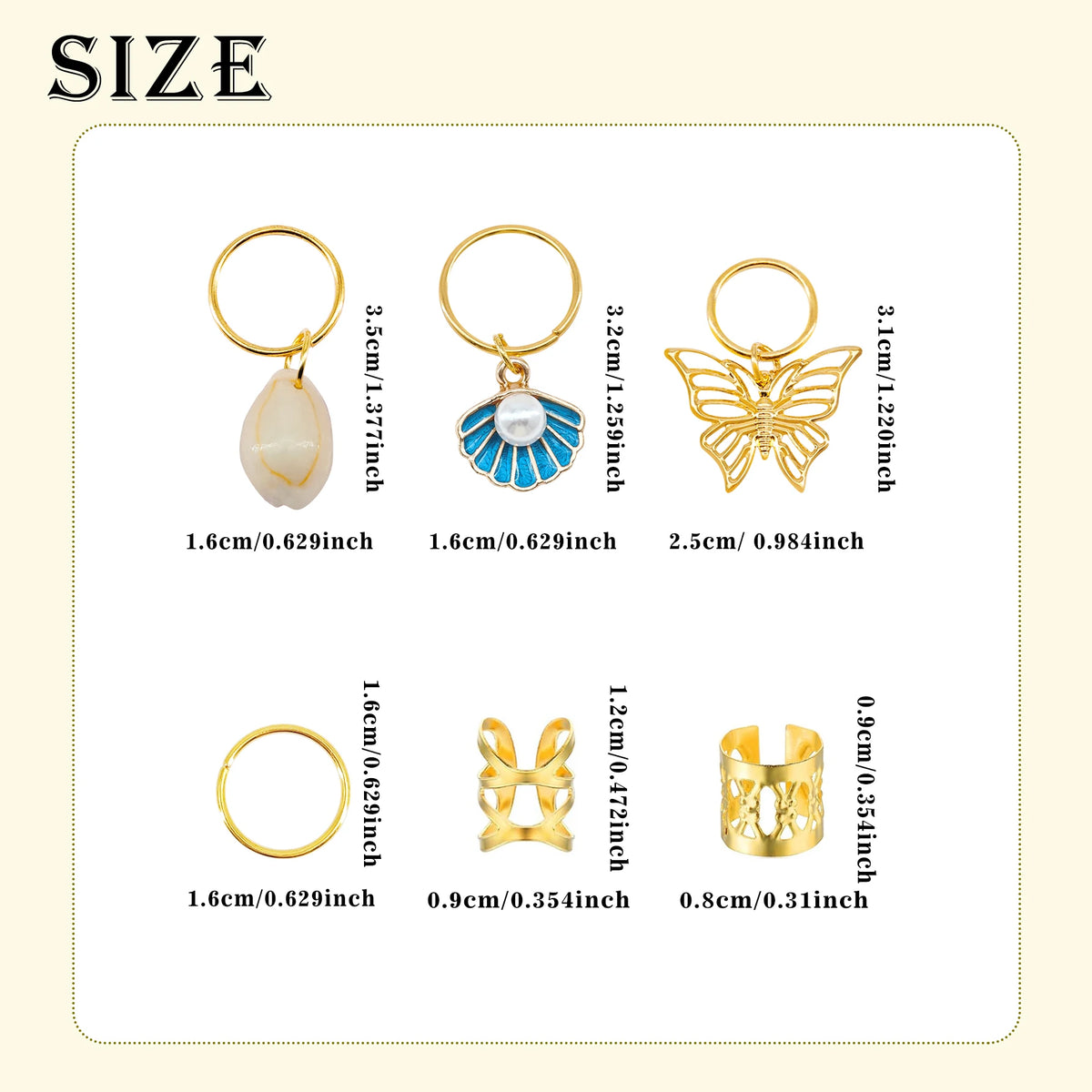50Pcs Butterfly Braid Clips Shell Dreadlock Hair Accessories Colorful Butterflies Pearl Shiny Hair Rings Hair Jewelry Gifts