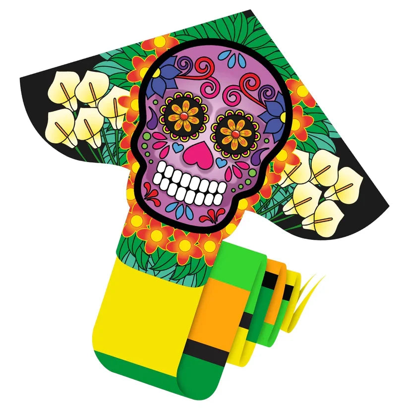 148 Inches Long  (12 foot) Delta XLT Nylon Skull Day of the Dead Kite