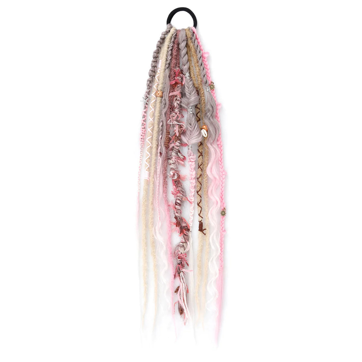 22 Inch Dreadlocks Ponytail Hair Extensions Synthetic Fibers Boho Braided Hairpieces With Beads Festival Cosplay Easy Wear