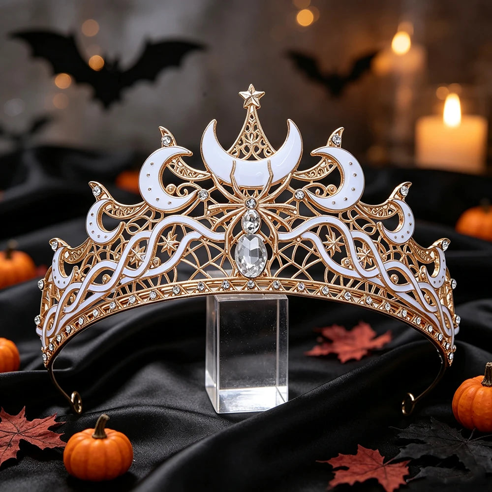 Punk Style Creative Moon Spider Crown