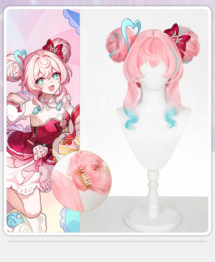 Hyacine Cosplay Wig Game Honkai: Star Rail WakuWaku HSR Halloween Women Pink Hair Hyacine Warm Cotton Skies Cosplay Wig