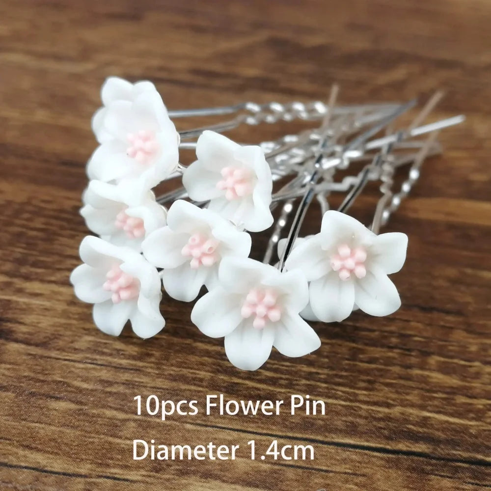 Pearl Crystal Hair Pins Comb Set Bridal Wedding Hair Accessories Handmade U-shaped Hairpins air Comb for Bridesmaids,Prom