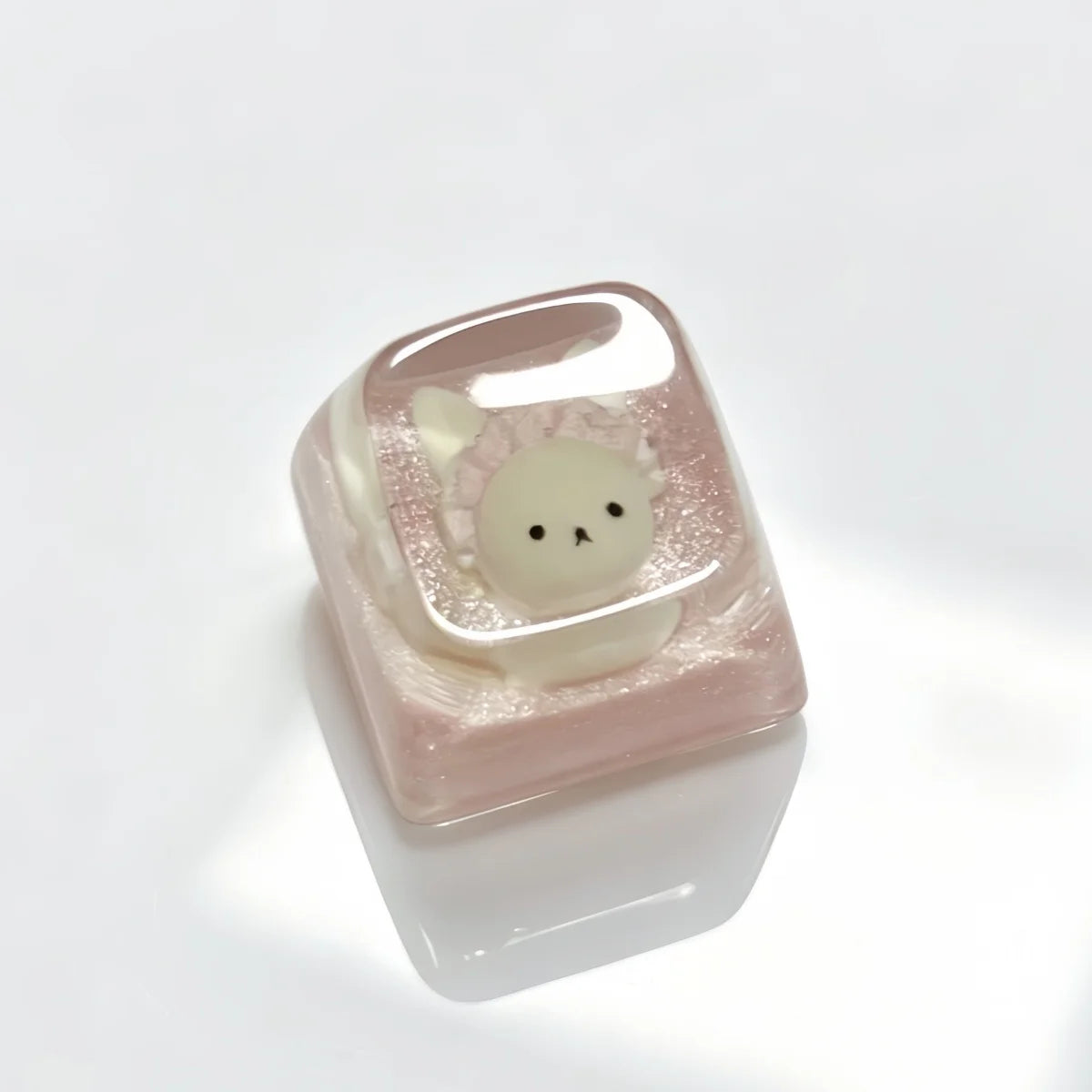 4pcs Cute Pixel Cat Transparent Keycap Custom Personalised Cartoon DIY Kawaii Keycaps for Cherry MX Switch Mechanical Keyboard