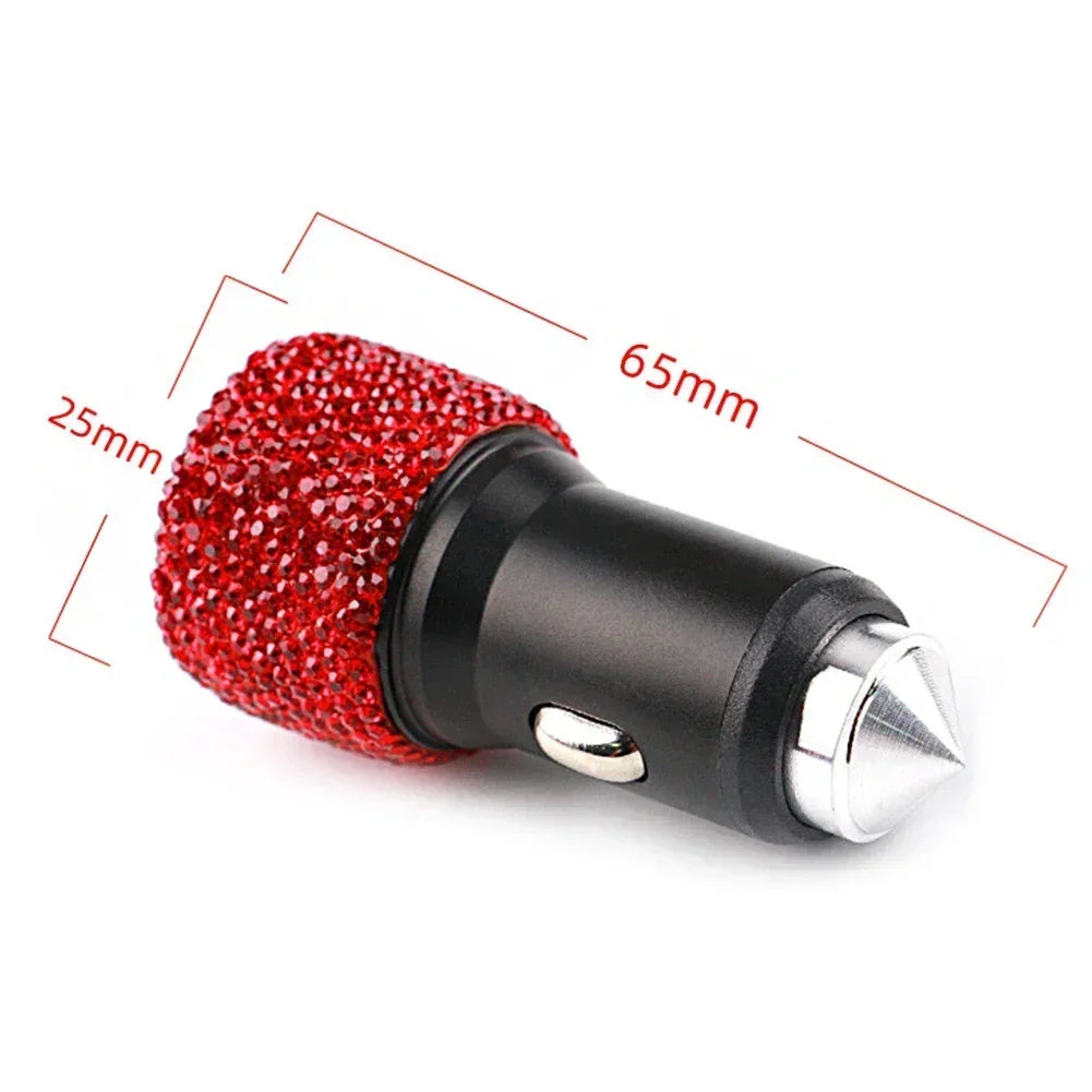 Rhinestone Car Charger 5V 2.1A Dual USB Port Fast Adapter Pink Car Decor Car Styling Diamond Car Accessories Interior for Woman