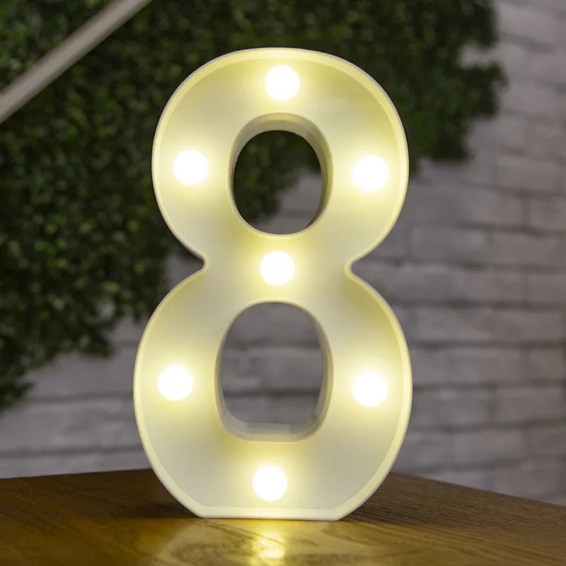Alphabet Letter LED Lights Luminous Number Lamp Battery Warm Night Light for Home Wedding Birthday Christmas Party Decoration