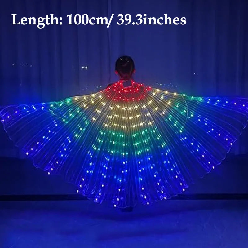 LED Isis Wing Light Up Fairy Wings For Kids Children Belly Dance Costumes Gifts Luminous Butterfly Wings Stage Performance Props