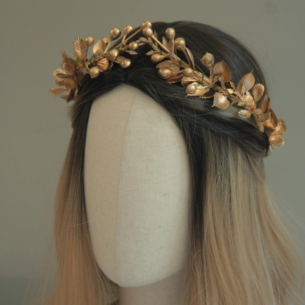 Gold Leaf Crown Burgundy Elven Circlet Crown