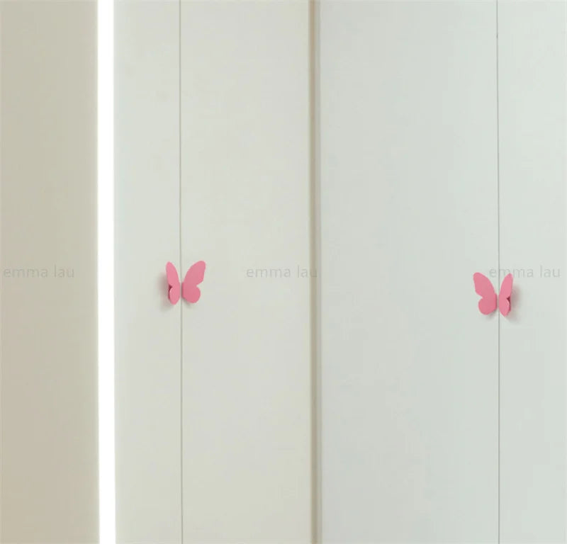 1Pair Iron Furniture Cabinet Door Handle Drawer Knob Pink Butterfly Decor Handles Cupbaord Wardrobe Closet Pulls Diy Room