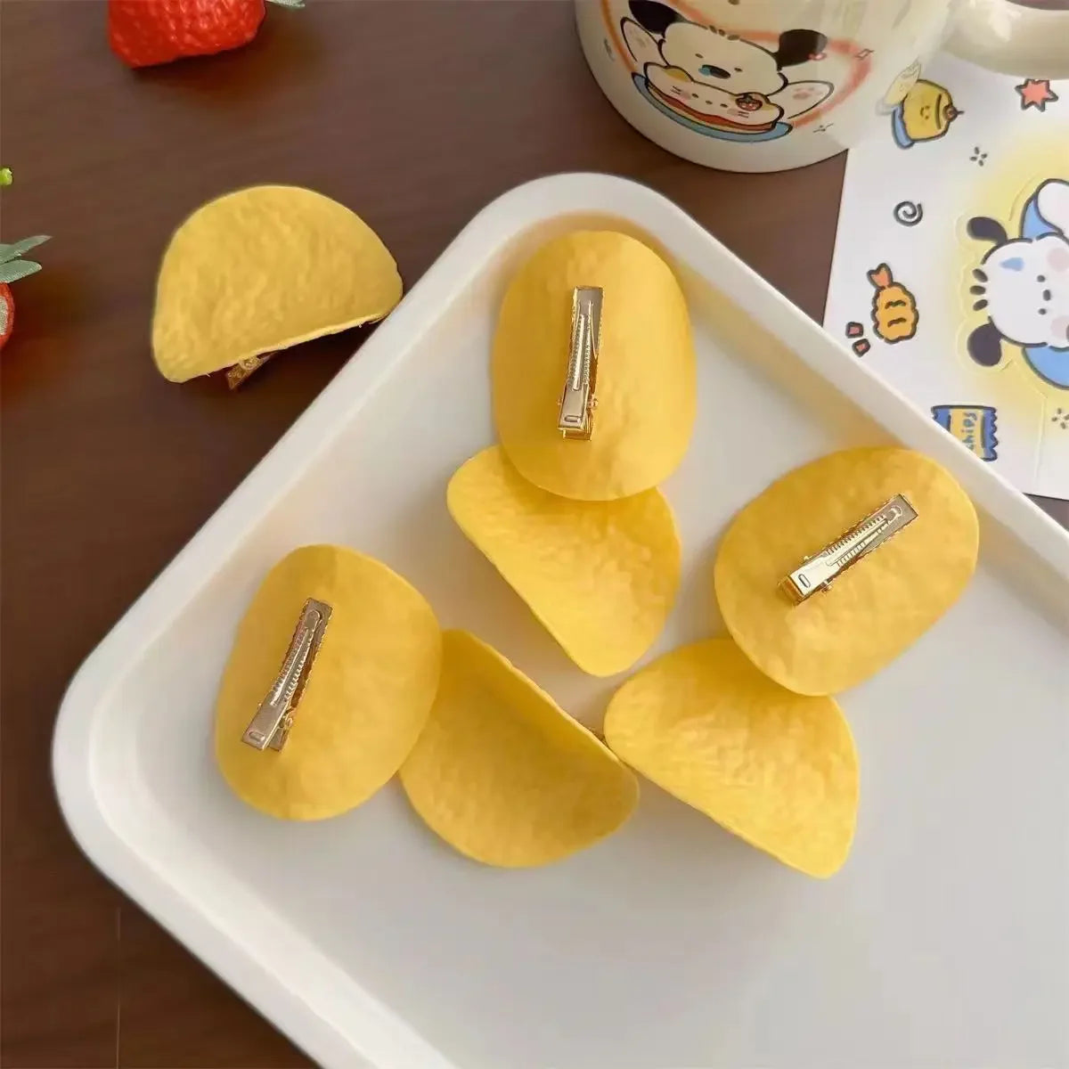 Simulation Potato Chip Hair Clip ins Cute Snack Girl Duckbill Creative Funny Hair Accessories Hairpin Headwear