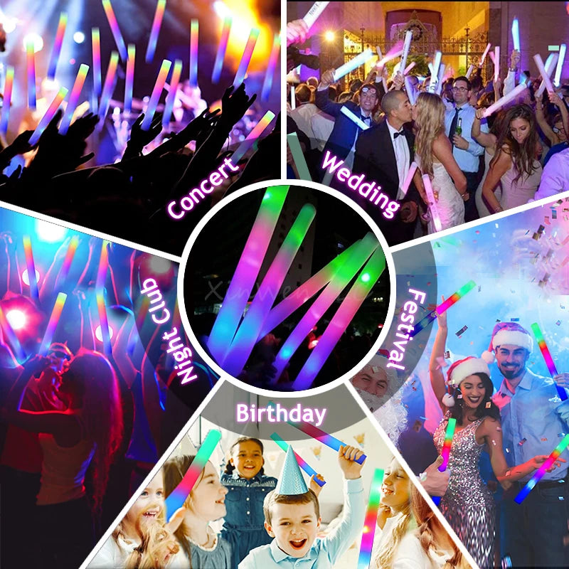 30Pcs RGB LED Glow Foam Tube Bulk