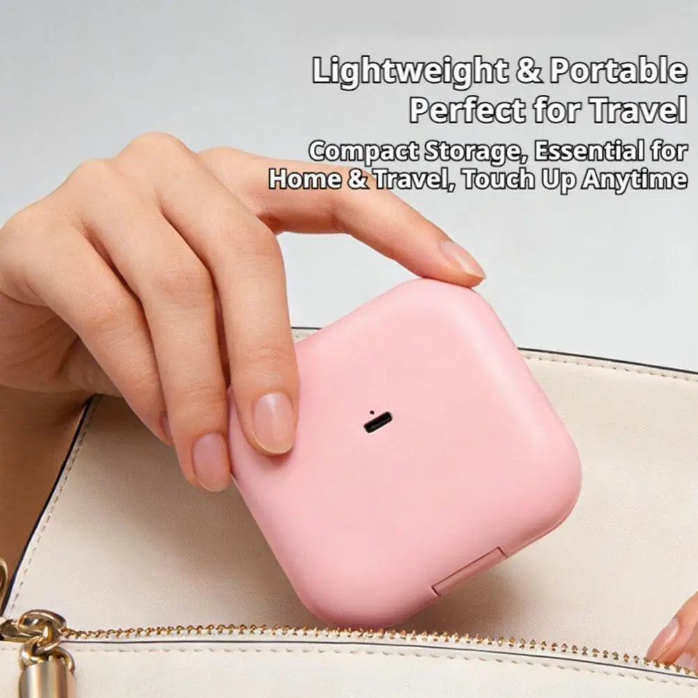 Portable Folding LED Makeup Mirror Rechargeable Handheld Mirror With 2X Magnification Pink Dual-Sided LED Lighted Makeup Mirror