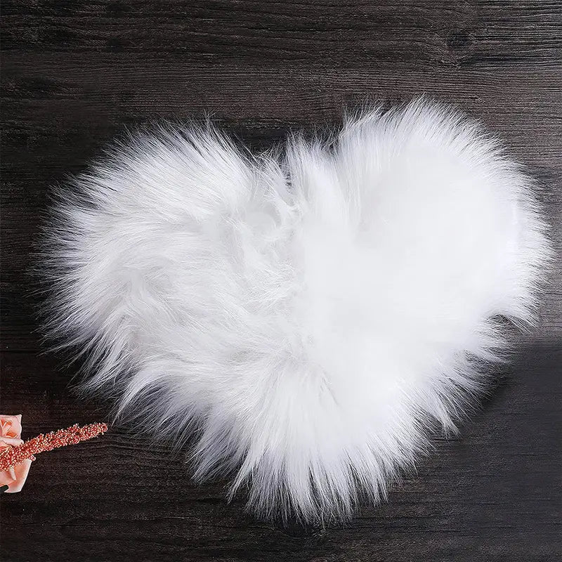 Heart Shaped Fluffy Rug Faux Wool Shag Carpet