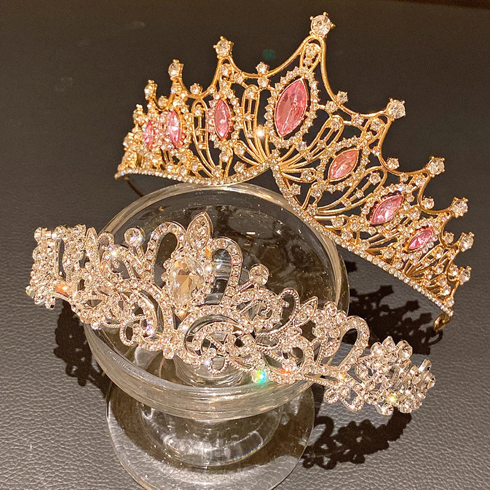 2pcs Mixed Color High-End Party Show Crowns Ideal Gifts for Weddings Birthdays Celebrations Women's Coming-of-Age Ceremonies