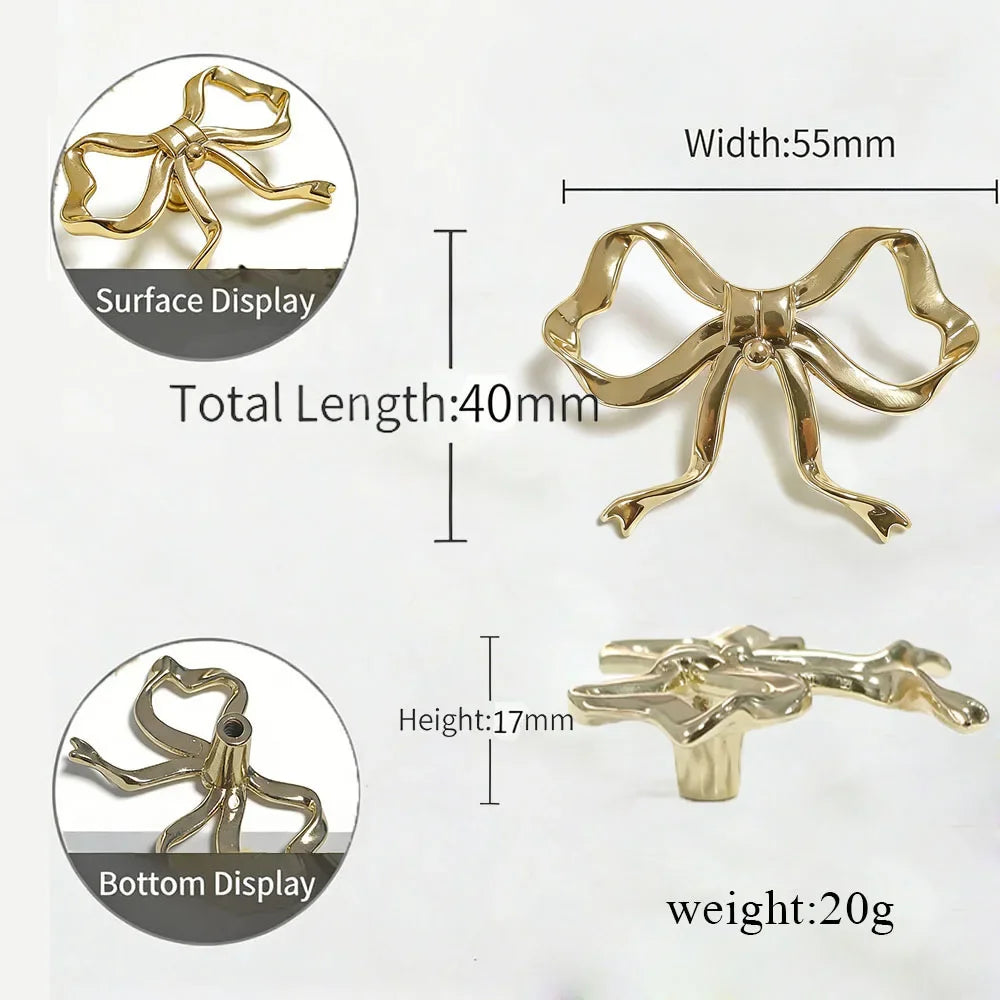 2/4Pcs Pink Bow Shape Drawer Knob Cabinet Handles Kitchen Cupboard Pulls Wardrobe Drawer Knobs Furniture Handle Hardware