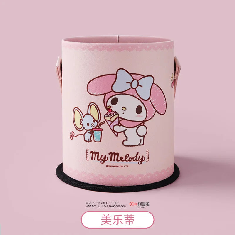 Sanrio Hello Kitty Cartoon Portable Trash Can Cinnamoroll Car Garbage Can Car Storage Box Cute Car Decoration Home Accessories