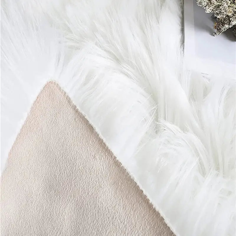 Heart Shaped Fluffy Rug Faux Wool Shag Carpet